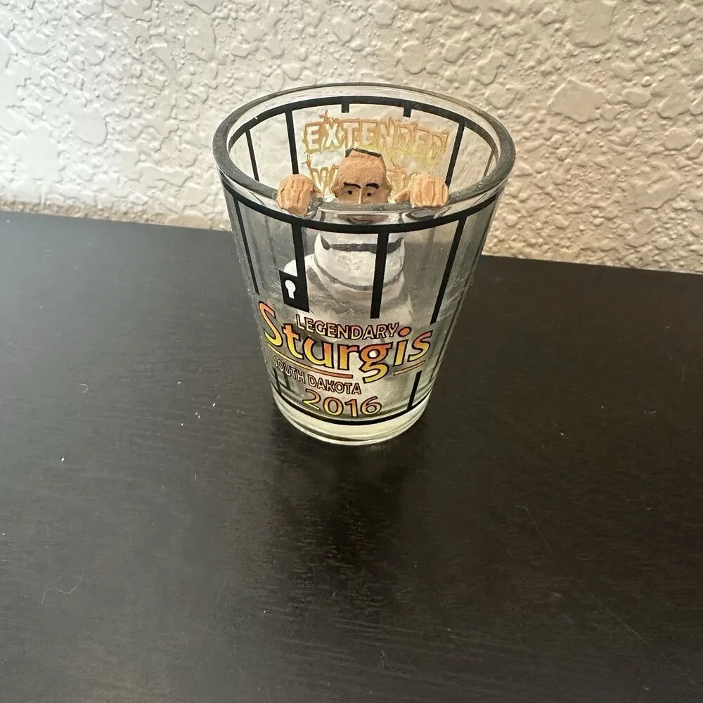 Shot Glass South Dakota Sturgis Biker Rally Jail Cell Inmate Striped‎ Jumpsuit